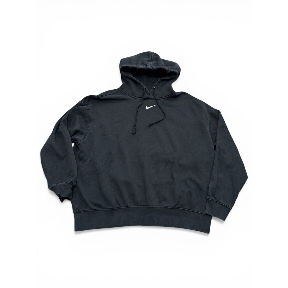 Nike Center Swoosh Pullover Hoodie Sweatshirt Black Size L